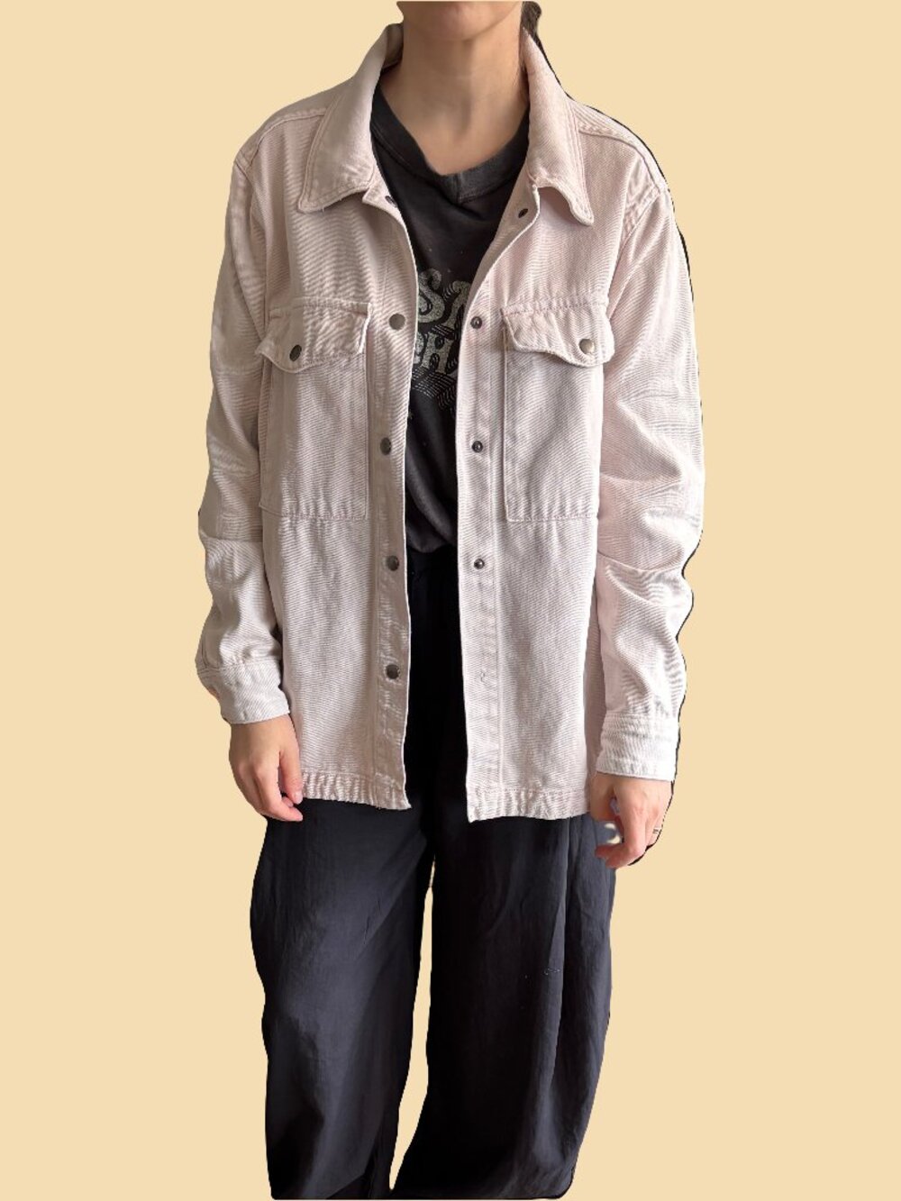 Faded Pink Soft Grunge Denim Shirt Jacket